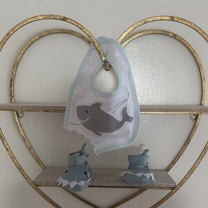 Shark-Themed Baby Bib and Booties Set